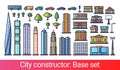 City constructor flat line. Royalty Free Stock Photo