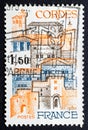 City of Cordes in vintage french stamp Royalty Free Stock Photo