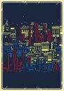 City cosmic poster vintage colorful