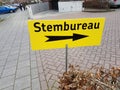 City council elections Netherlands 2018 : sign on thje street calls Stembureau in dutch,