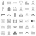 City council icons set, outline style Royalty Free Stock Photo