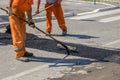 City crew install a new speed bump 3 Royalty Free Stock Photo