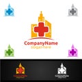 City Cross Medical Hospital Logo for Emergency Clinic Drug store or Volunteers Royalty Free Stock Photo