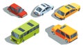 City crossroad isometric cars icons collection. Vector flat colorful automobile set. Graphic design elements. Urban Royalty Free Stock Photo