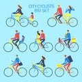 Various lifestyle city cyclists set