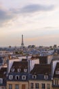 City day view of Parisian rooftops and Eiffel Tower. Famous landmark, icon, tourist destination in Paris, France. Royalty Free Stock Photo