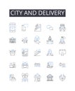 City and delivery line icons collection. Minimalism, Streamlined, Straightforward, Efficiency, Clarity, Unfussy