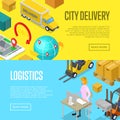 City delivery and warehouse logistics posters Royalty Free Stock Photo