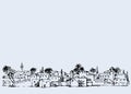 City in a desert. Vector drawing Royalty Free Stock Photo