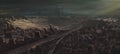 City destroyed by nuclear bomb, 3D illustration