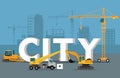 City Development Concept. Build Banner in Flat Style