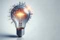 The city and the digital network inside the light bulb. Space for text. Royalty Free Stock Photo