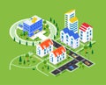 City district - modern vector colorful isometric illustration Royalty Free Stock Photo