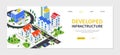 City district - modern vector colorful isometric web banner Royalty Free Stock Photo
