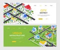 City district - set of colorful isometric web banners Royalty Free Stock Photo