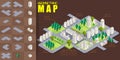 Isometric block map construction elements set for game, Vector illustrator