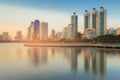 City downtown building with water reflection Royalty Free Stock Photo