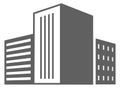 City downtown buildings logo. Gray architecture silhouette