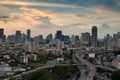 City downtown and highway intersection with blue sky Royalty Free Stock Photo