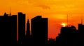 City downtown at sunset, skyline silhouette Royalty Free Stock Photo