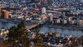 The city of Drammen, in the Buskerud province of Norway, panorama from Spiralen Royalty Free Stock Photo