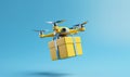 delivery air helicopter fly fast technology drone cargo aircraft blue. Generative AI.