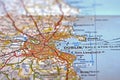 City of Dublin on a paper map - selective focus Royalty Free Stock Photo