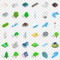 City element icons set, isometric style Royalty Free Stock Photo