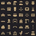 City element icons set, simple style