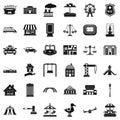 City element icons set, simple style