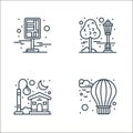 city elements line icons. linear set. quality vector line set such as air balloon, house, park