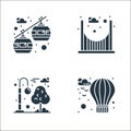 city elements line icons. linear set. quality vector line set such as air balloon, street light, bridge