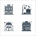 city elements line icons. linear set. quality vector line set such as store, table, house