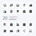 20 City Elements Solid Glyph icon Pack like play building police apartment night