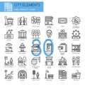 City Elements , thin line icons set Royalty Free Stock Photo