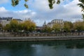 City embankment, Seine river, autumn Paris