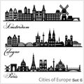 City in Europe - Amsterdam, Cologne, Paris. Detailed architecture. Trendy vector illustration.