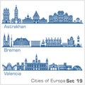 City in Europe - Astrakhan, Bremen, Valencia. Detailed architecture. Trendy vector illustration.