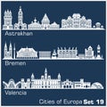 City in Europe - Astrakhan, Bremen, Valencia. Detailed architecture. Trendy vector illustration.