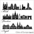 City in Europe - Barcelona, Zagreb, Minsk. Detailed architecture. Trendy vector illustration. Royalty Free Stock Photo