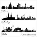 City in Europe - Bonn, Hamburg, Berlin. Detailed architecture. Trendy vector illustration.