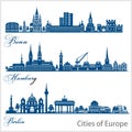 City in Europe - Bonn, Hamburg, Berlin. Detailed architecture. Trendy vector illustration.