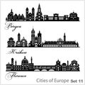 City in Europe - Krakow, Bergen, Florence. Detailed architecture. Trendy vector illustration.