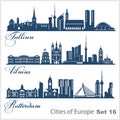 City in Europe - Tallinn, Vilnius, Rotterdam. Detailed architecture. Trendy vector illustration.