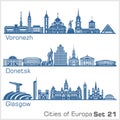 City in Europe - Voronezh, Donetsk, Glasgow. Detailed architecture.