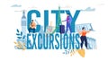 City Excursion Capital Letter and Tourist Design