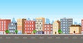 City facade buildings town street panorama concept