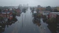 City faces devastation after severe flooding leads to significant damage and disruption Royalty Free Stock Photo