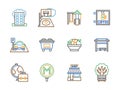 City facilities color line icons set