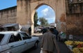 City Fez in Morocco daily life next to city exit door walls Royalty Free Stock Photo